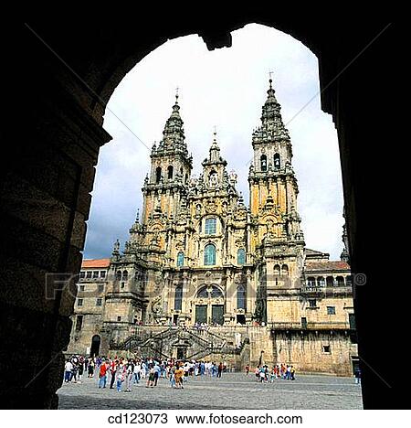 Plaza del Obradoiro and Cathedral. Santiago de Compostela. La Coru±a province. Galicia. Spain View Large Photo Image Stock Image - Plaza del Obradoiro and Cathedral. Santiago de Compostela. La Coru±a province. Galicia. Spain. Fotosearch