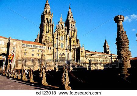 Plaza del Obradoiro and Cathedral. Santiago de Compostela. Galicia. Spain View Large Photo Image Stock Photo - Plaza del Obradoiro and Cathedral. Santiago de Compostela. Galicia. Spain. Fotosearch