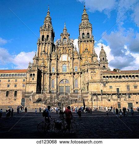 Stock Photo - Plaza del Obradoiro and Cathedral. Santiago de Compostela. La Coru±a province. Galicia. Spain. Fotosearch