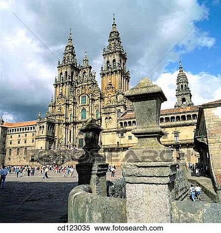 Plaza del Obradoiro and Cathedral. Santiago de Compostela. Galicia. Spain View Large Photo Image Stock Photography - Plaza del Obradoiro and Cathedral. Santiago de Compostela. Galicia. Spain. Fotosearch