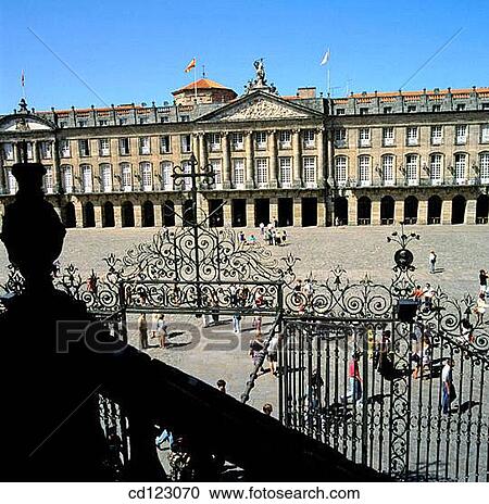 Plaza del Obradoiro and Rajoy Palace. Santiago de Compostela. La Coru±a province. Galicia. Spain View Large Photo Image Stock Image - Plaza del Obradoiro and Rajoy Palace. Santiago de Compostela. La Coru±a province. Galicia. Spain. Fotosearch