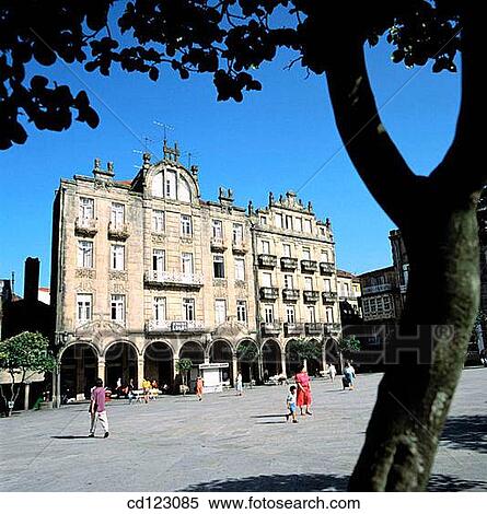 Stock Photography - Plaza Ferreira. Pontevedra. Galicia. Spain. Fotosearch
