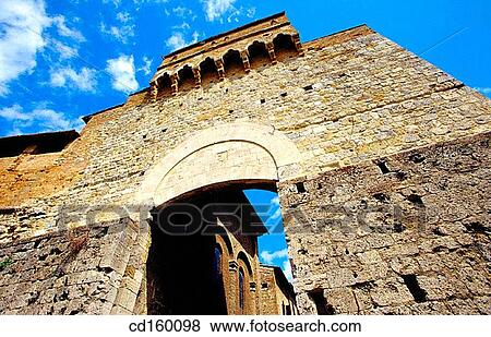 Stock Photo - Porta San Giovanni. San Gimignano. Tuscany. Italy. Fotosearch