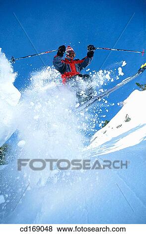Powder skiing View Large Photo Image Stock Photo - Powder skiing. Fotosearch