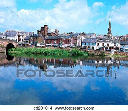 River Nith and Town Centre. Dumfries. Scotland View Large Photo Image Picture - River Nith and Town Centre. Dumfries. Scotland. Fotosearch