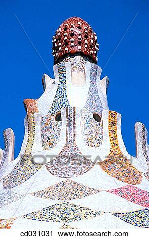Roof of one of the pavilions at the G? ell Park (Gaud?, 1900-1914). Barcelona. Spain View Large Photo Image Stock Image - Roof of one of the pavilions at the G? ell Park (Gaud?, 1900-1914). Barcelona. Spain. Fotosearch