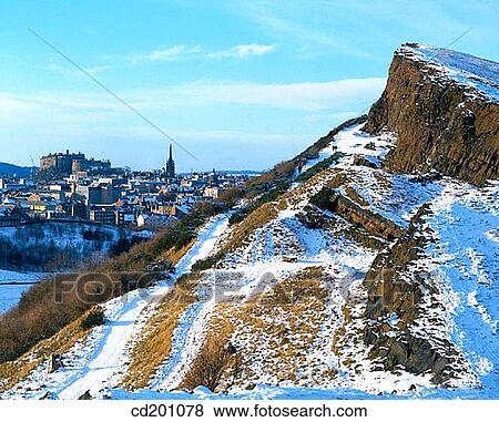 Salisbury Crags, city of Edinburgh in background. Scotland View Large Photo Image Stock Photo - Salisbury Crags, city of Edinburgh in background. Scotland. Fotosearch