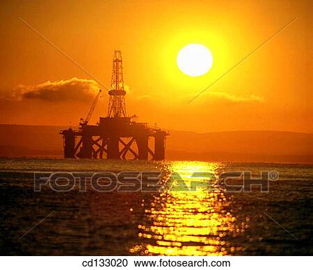 Stock Image - Semi-submersible oil rig. Firth of Forth. Scotland. Fotosearch