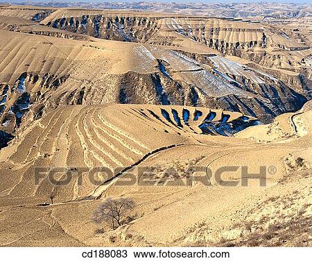 Stock Image - Shanbei Loess Highland. China. Fotosearch