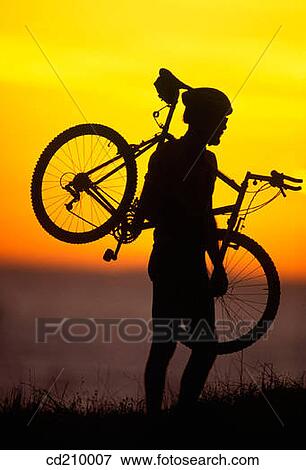 Silhouette of a mountain biker View Large Photo Image Stock Photo - Silhouette of a mountain biker. Fotosearch