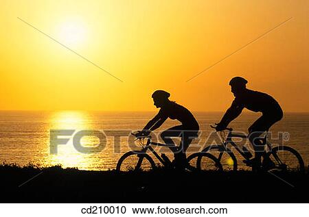 Silhouette of mountain bikers View Large Photo Image Stock Image - Silhouette of mountain bikers. Fotosearch