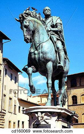 Statue of Cosimo I de Medici. Piazza della Signoria. Florence. Italy View Large Photo Image Stock Photo - Statue of Cosimo I de Medici. Piazza della Signoria. Florence. Italy. Fotosearch