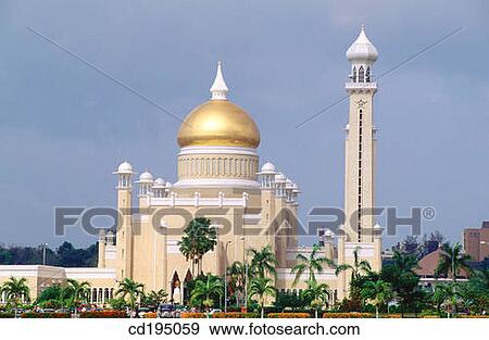 Sultan Omar Ali Saifuddin mosque. Bandar Seri Begawan. Brunei View Large Photo Image Stock Photo - Sultan Omar Ali Saifuddin mosque. Bandar Seri Begawan. Brunei. Fotosearch