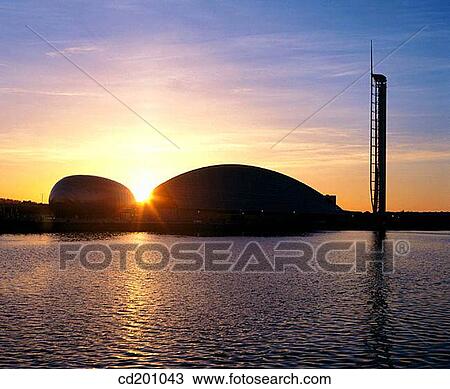 Sunset over Science Centre. Glasgow. Scotland View Large Photo Image Stock Image - Sunset over Science Centre. Glasgow. Scotland. Fotosearch