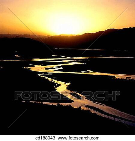 Sunset. Yalu Tsangpo River. Tibet View Large Photo Image Stock Image - Sunset. Yalu Tsangpo River. Tibet. Fotosearch