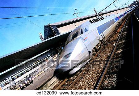 TGV (High-Speed train). Hendaye. France View Large Photo Image Stock Photo - TGV (High-Speed train). Hendaye. France. Fotosearch