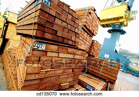 Stock Image - Timber. Port of Pasajes. Gipuzkoa. Basque Country. Spain. Fotosearch