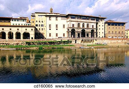 Uffizi Gallery seen across Arno River. Florence. Italy View Large Photo Image Stock Photography - Uffizi Gallery seen across Arno River. Florence. Italy. Fotosearch