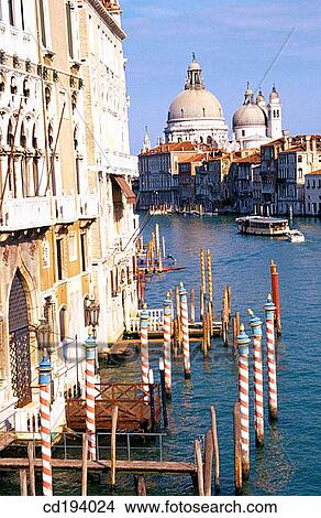 View down Grand Canal to Basilica di Santa Maria della Salute. Venice. Italy View Large Photo Image Picture - View down Grand Canal to Basilica di Santa Maria della Salute. Venice. Italy. Fotosearch