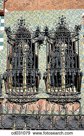 Windows of Vicens House (Gaud?, 1878-1880). Barcelona. Spain View Large Photo Image Stock Photo - Windows of Vicens House (Gaud?, 1878-1880). Barcelona. Spain. Fotosearch