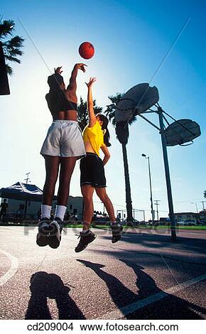 WomenÆs basketball, outdoors View Large Photo Image Picture - WomenÆs basketball, outdoors. Fotosearch