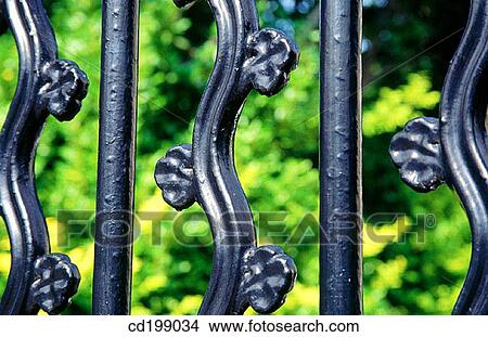 Wrought iron fence View Large Photo Image Picture - Wrought iron fence. Fotosearch