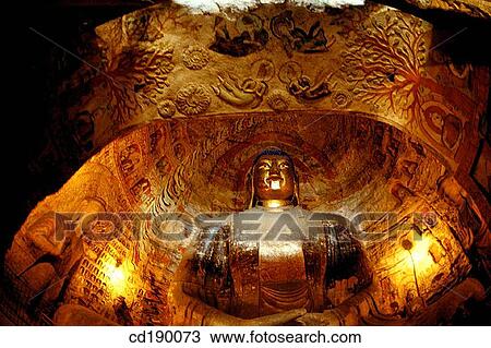 Stock Image - Yungang Grottoes. Datong. Shanxi Province. China. Fotosearch