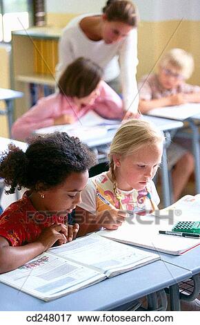 Stock Photo - African-American, book, blond, black, 30's. Fotosearch