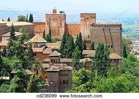 Alhambra and Alcazaba complex. Granada. Andalusia, Spain View Large Photo Image Stock Photo - Alhambra and Alcazaba complex. Granada. Andalusia, Spain. Fotosearch