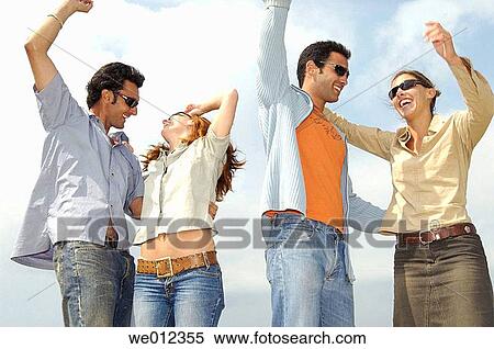 Stock Photography - amusement, background, Arms raised, 20's. Fotosearch