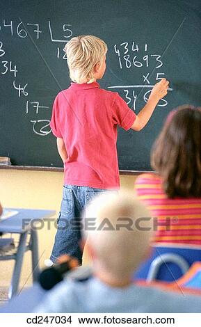 Picture - back view, blackboard, board, calculate, calculating, calculation. Fotosearch
