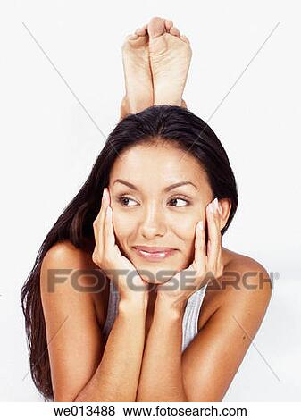 barefoot, brunette, beauty, attractive View Large Photo Image Stock Photo - barefoot, brunette, beauty, attractive. Fotosearch