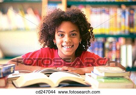 Picture - black, childhood, child, book, African-American. Fotosearch