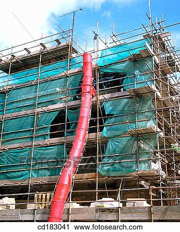Block of old flats being renovated View Large Photo Image Stock Image - Block of old flats being renovated. Fotosearch