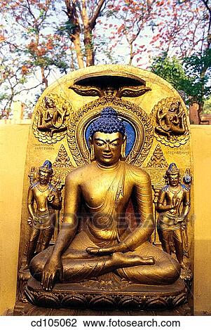 Buddha statue in main temple. Bodhgaya. Bihar. India View Large Photo Image Stock Image - Buddha statue in main temple. Bodhgaya. Bihar. India. Fotosearch