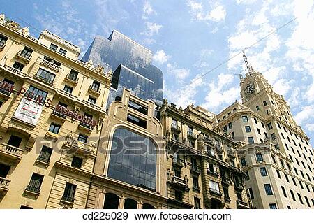 Buildings in Gran Via. Madrid. Spain View Large Photo Image Stock Photo - Buildings in Gran Via. Madrid. Spain. Fotosearch