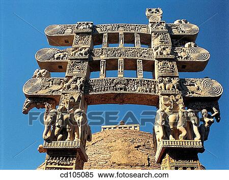 Carved gate of Sanchi stupa. Madhya Pradesh, India View Large Photo Image Stock Photography - Carved gate of Sanchi stupa. Madhya Pradesh, India. Fotosearch