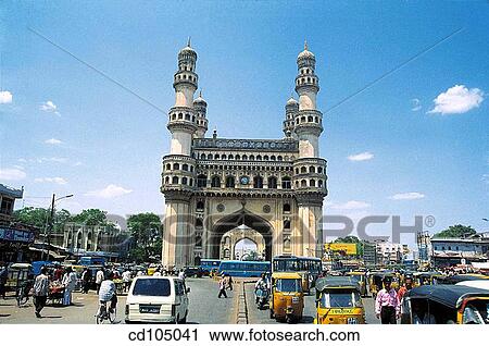 Charminar and city traffic. Hyderabad. Andhra Pradesh, India View Large Photo Image Stock Image - Charminar and city traffic. Hyderabad. Andhra Pradesh, India. Fotosearch