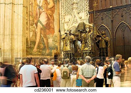 Columbus tomb in the Cathedral. Seville. Andalusia, Spain View Large Photo Image Stock Image - Columbus tomb in the Cathedral. Seville. Andalusia, Spain. Fotosearch