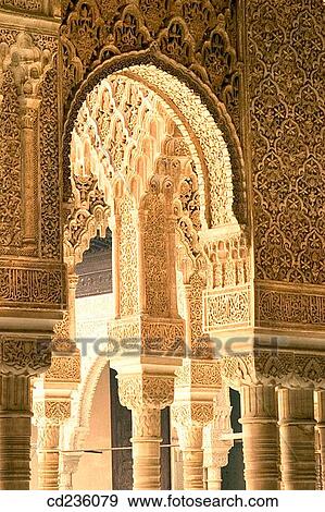 Stock Photo - Columns in the Court of the Lions, Alhambra. Granada. Andalusia, Spain. Fotosearch