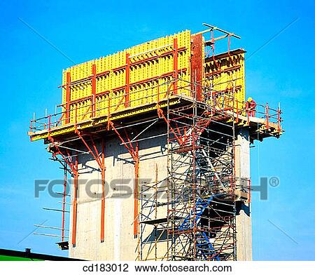 Stock Image - Concrete superstructure of retail shopping complex. Fotosearch