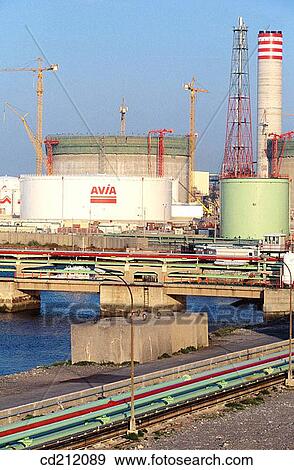 Construction of natural gas fired power station. Port of Bilbao. Biscay, Spain View Large Photo Image Stock Photo - Construction of natural gas fired power station. Port of Bilbao. Biscay, Spain. Fotosearch