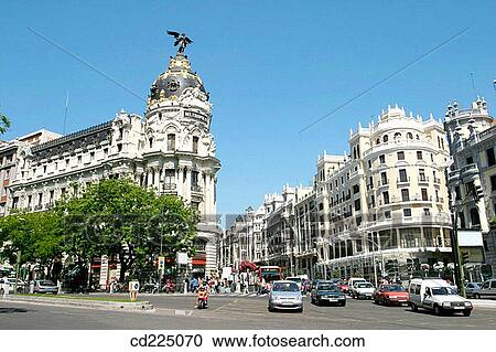 Corner of Calle de Alcalß and Gran Via. Madrid. Spain View Large Photo Image Stock Image - Corner of Calle de Alcalß and Gran Via. Madrid. Spain. Fotosearch