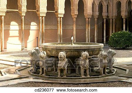 Court of the Lions, Alhambra. Granada. Andalusia, Spain View Large Photo Image Stock Photo - Court of the Lions, Alhambra. Granada. Andalusia, Spain. Fotosearch