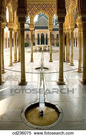 Court of the Lions, Alhambra. Granada. Andalusia, Spain View Large Photo Image Stock Photography - Court of the Lions, Alhambra. Granada. Andalusia, Spain. Fotosearch