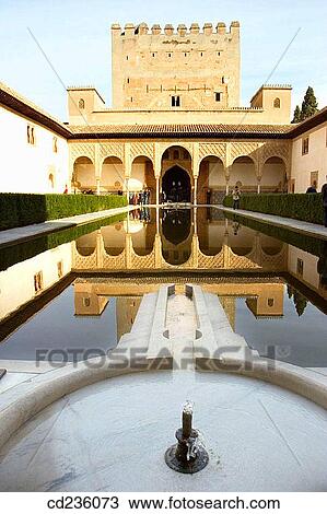 Court of the Myrtles, Alhambra. Granada. Andalusia, Spain View Large Photo Image Stock Image - Court of the Myrtles, Alhambra. Granada. Andalusia, Spain. Fotosearch