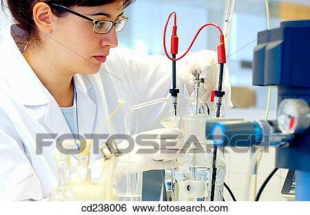 Stock Photograph - Electrochemical test, chemical characterization laboratory. Fotosearch