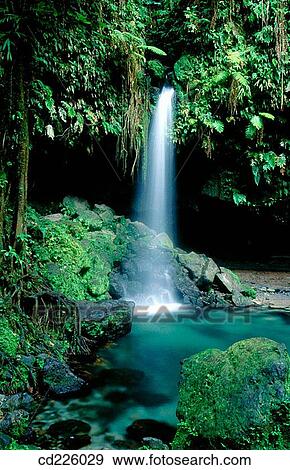 Stock Photo - Emerald Lagoon. Morne Trois Pitons National Park. Commonwealth of Dominica. West Indies. Caribbean. Fotosearch