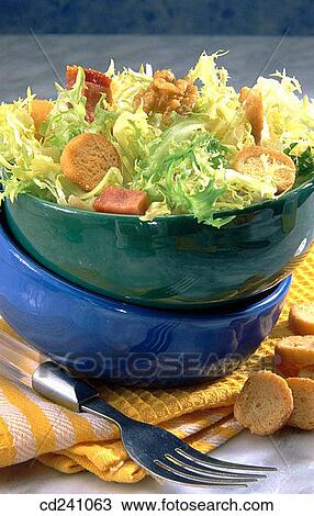Garlic bread and escarole salad View Large Photo Image Stock Image - Garlic bread and escarole salad. Fotosearch