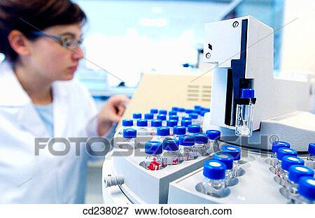 Stock Photo - Gas chromatographer with thermal conductivity detector (TCD), electron capture detector (ECD), flame detector and gass mass detectors, Enviromental organic chemistry laboratory. Fotosearch